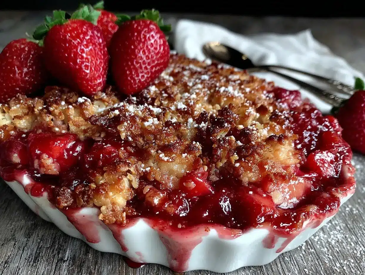 strawberry rhubarb crisp recipe preparation steps