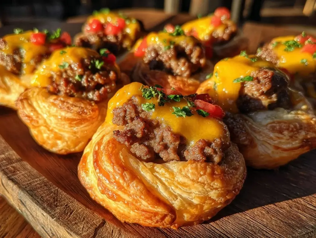 super bowl cheeseburger puff pastry bites - featured image