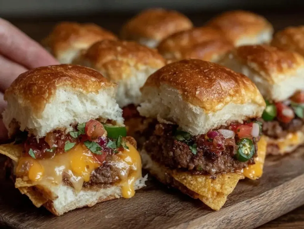 super bowl nacho cheese burger sliders - featured image