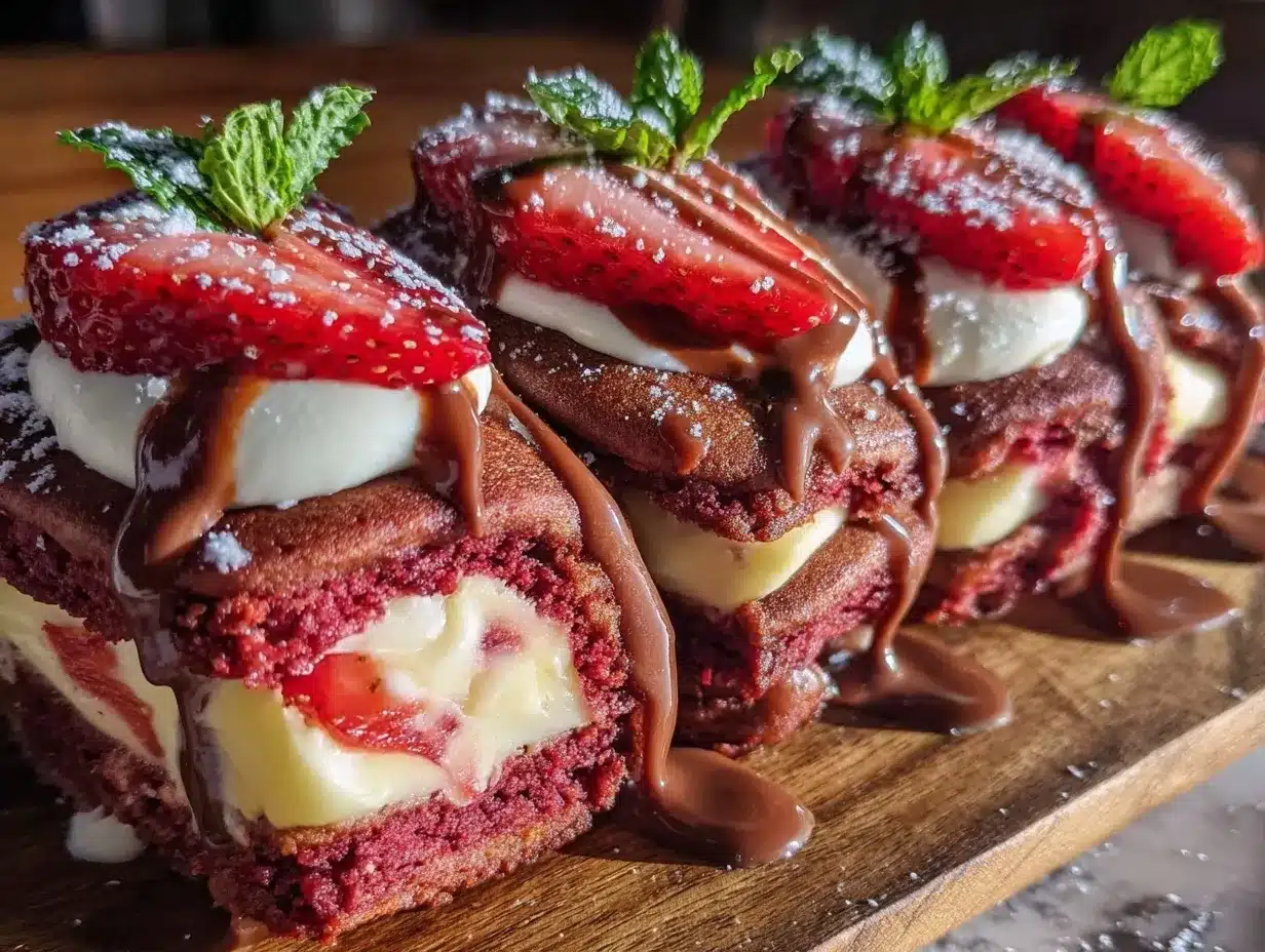 valentine’s red velvet pancake skewers preparation steps