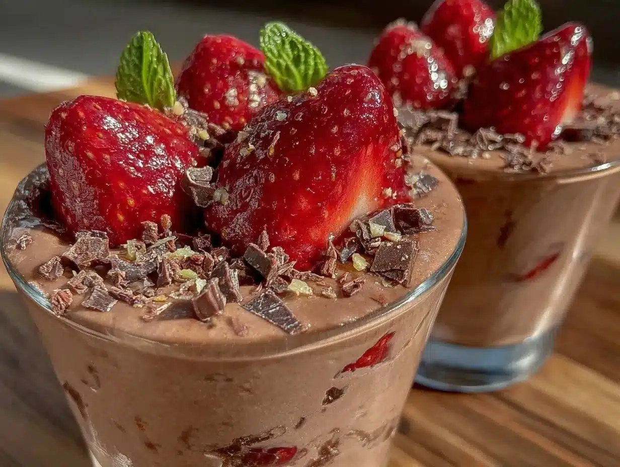 valentines chocolate strawberry mousse cups preparation steps