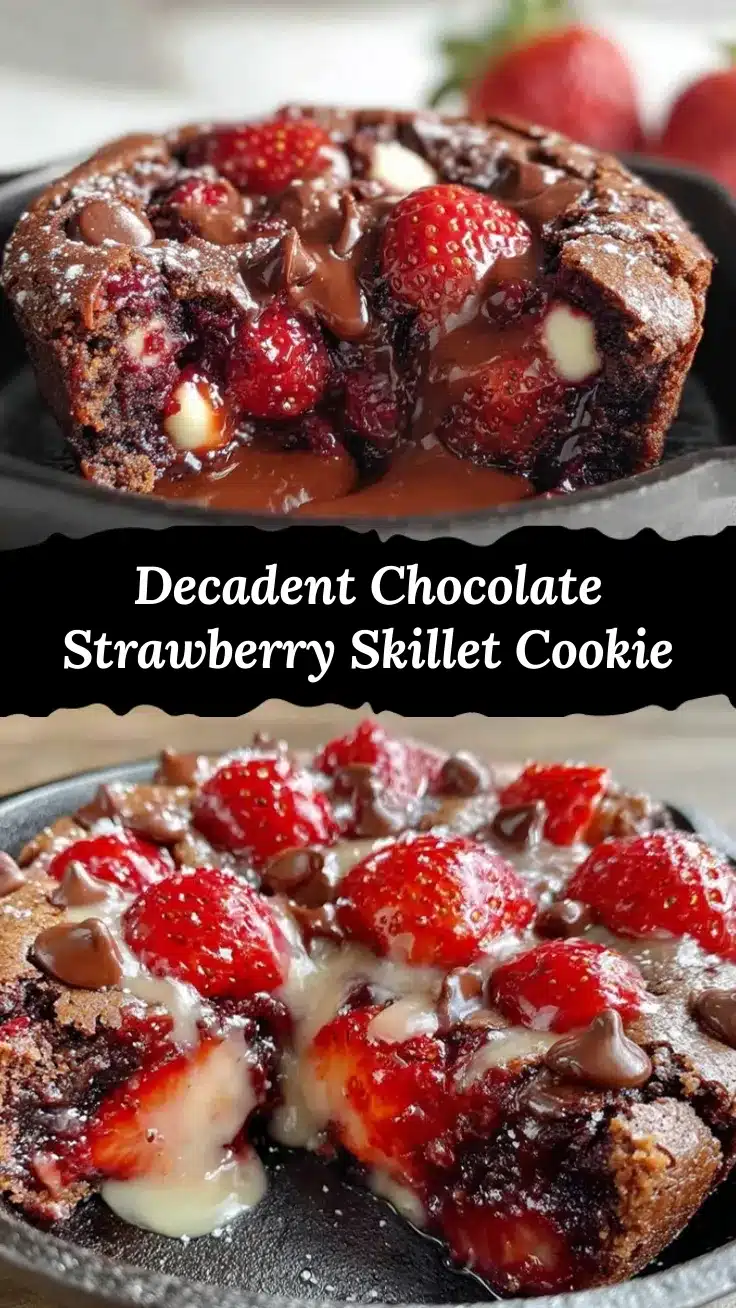 valentines chocolate strawberry skillet cookie recipe