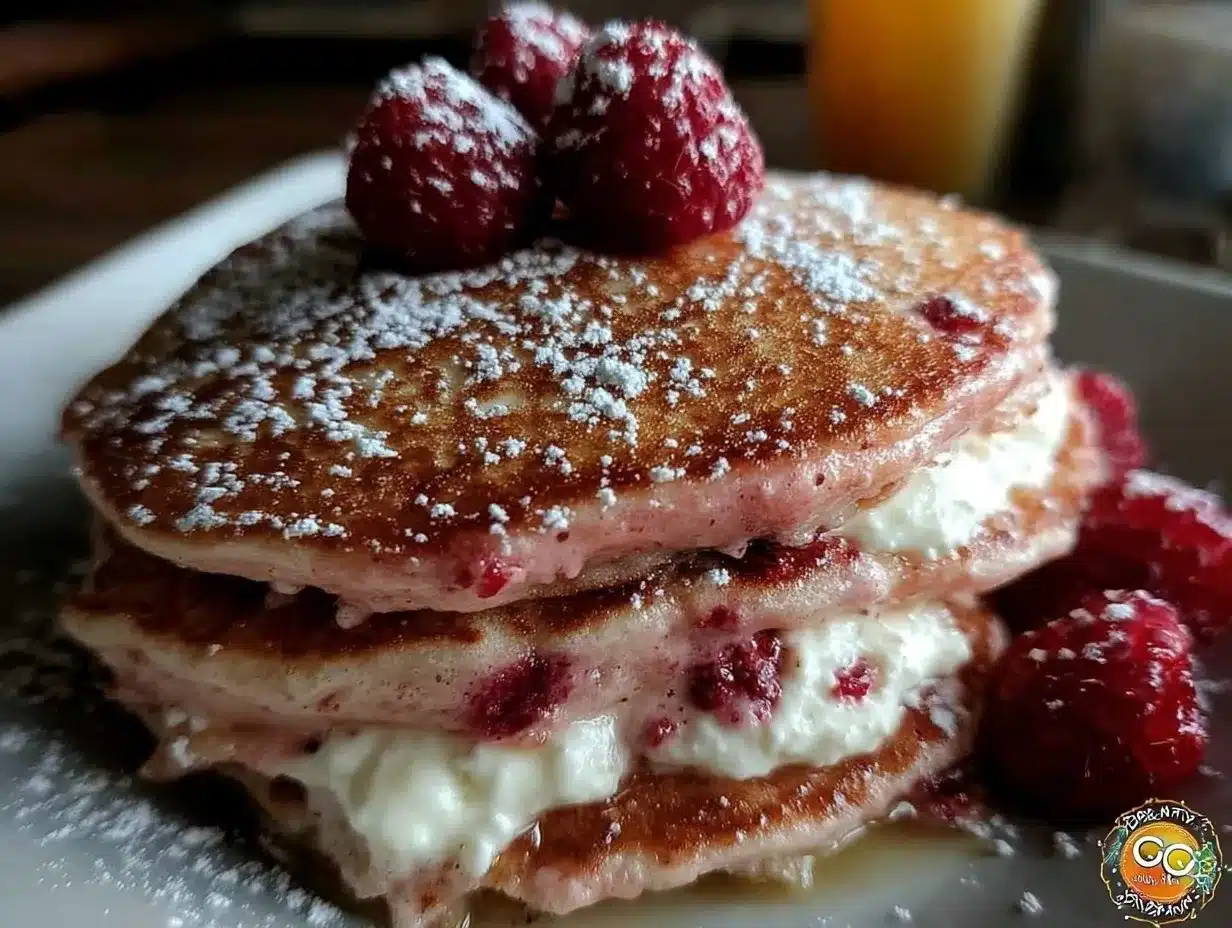 valentines pink pancake stack recipe preparation steps