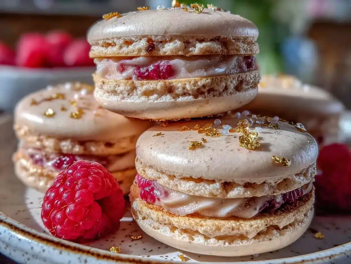 champagne raspberry macarons preparation steps