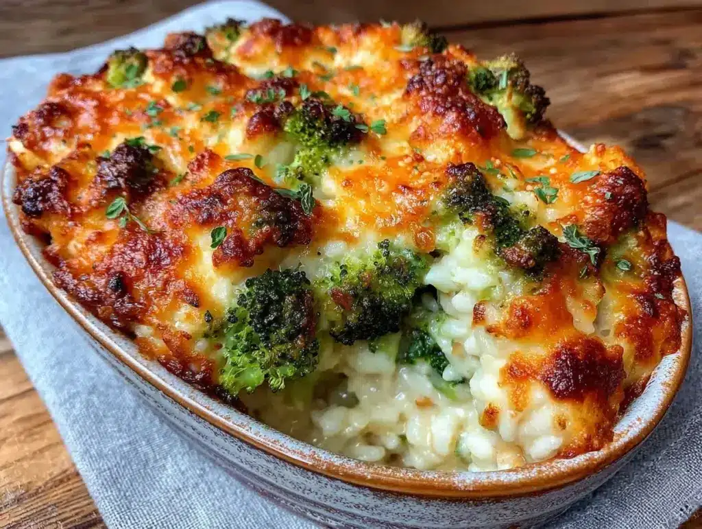 cheesy broccoli rice casserole - featured image