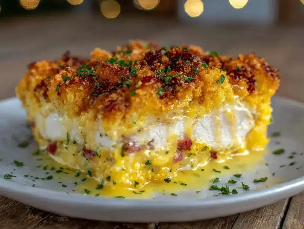 chicken cordon bleu casserole recipe - featured image