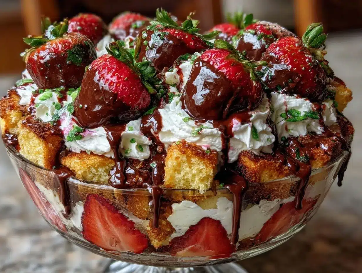 chocolate-covered strawberry shortcake trifle preparation steps
