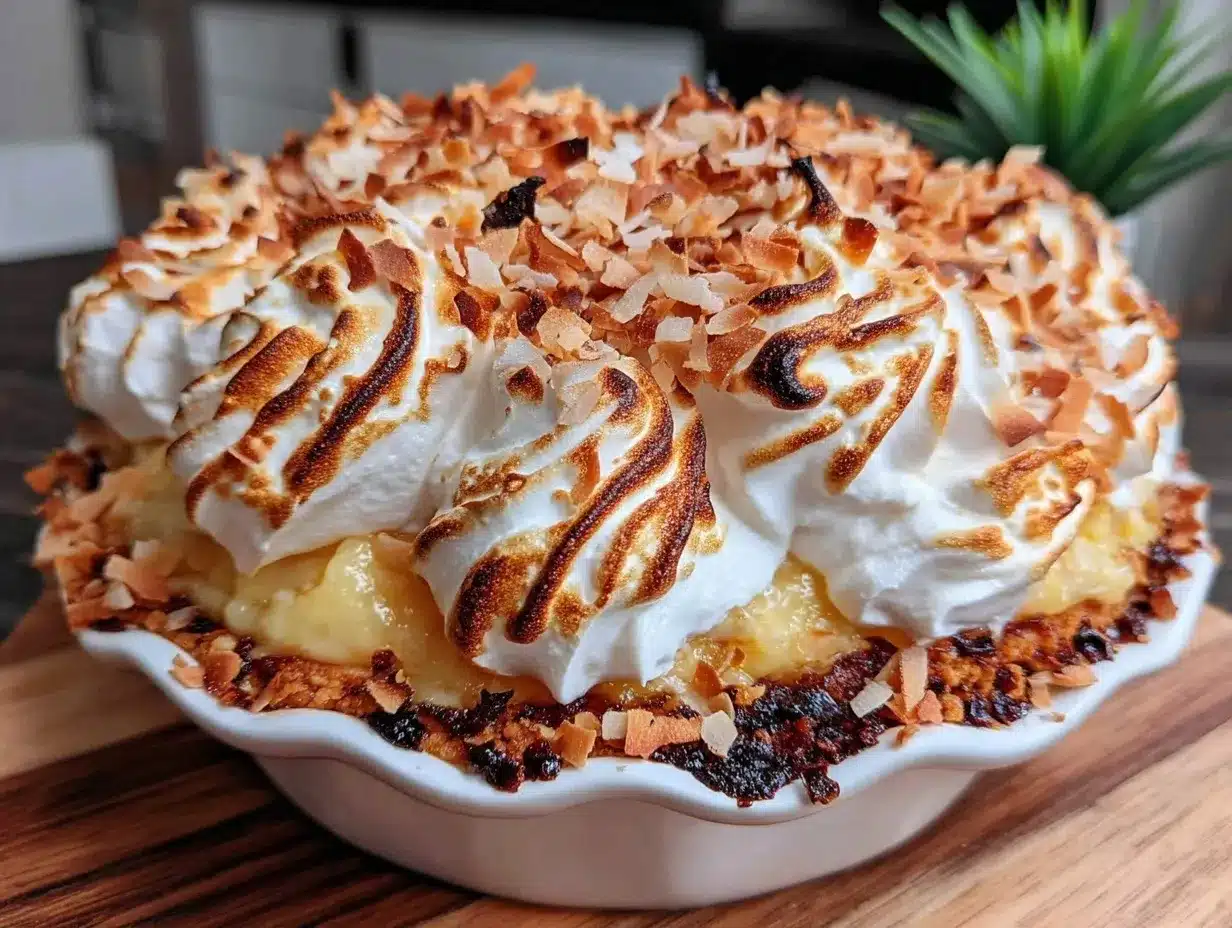 coconut cream pie with toasted meringue preparation steps