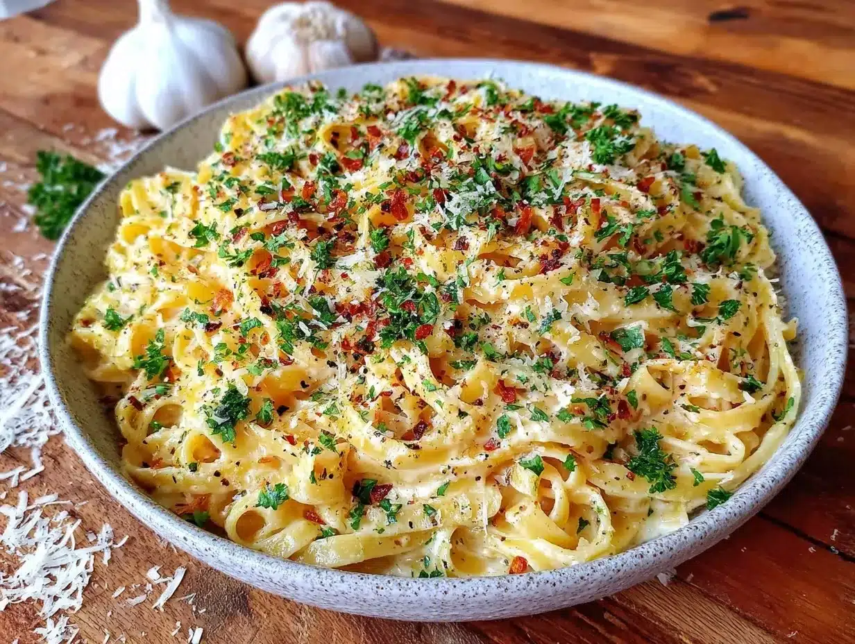 creamy garlic parmesan pasta preparation steps