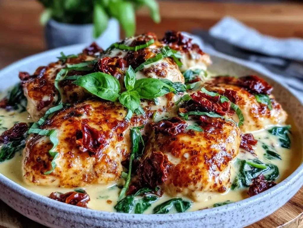 creamy tuscan chicken recipe - featured image