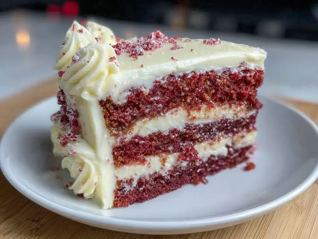 decadent layered red velvet cake recipe - featured image