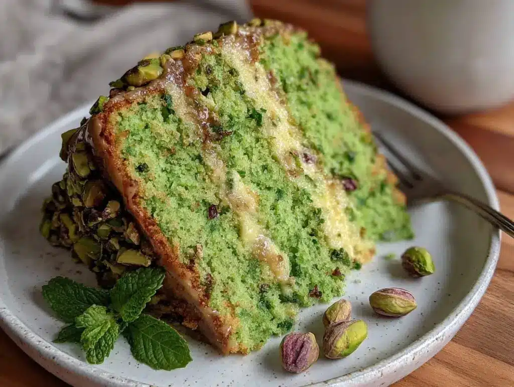 emerald pistachio cake - featured image
