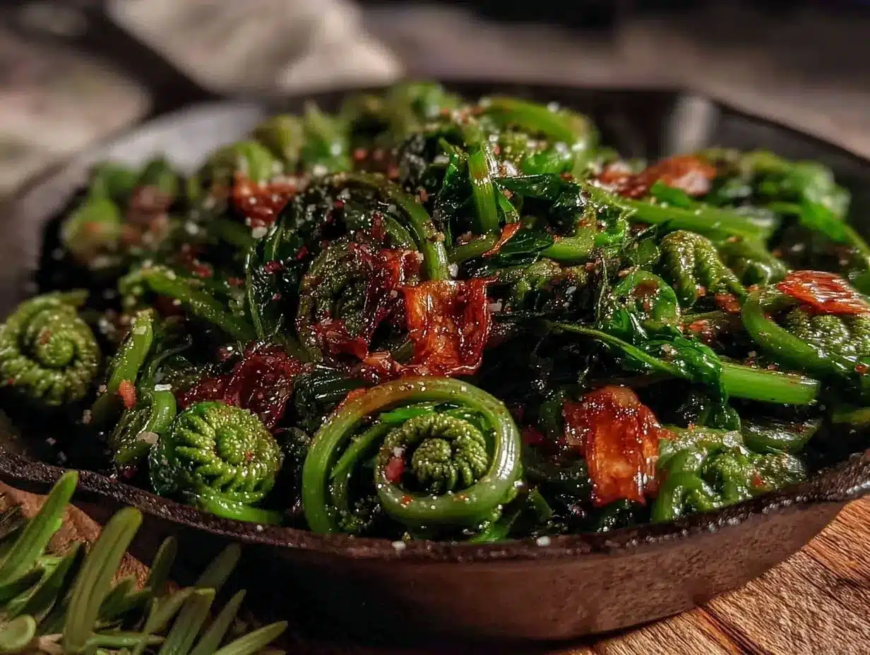 fiddlehead fern sauté preparation steps