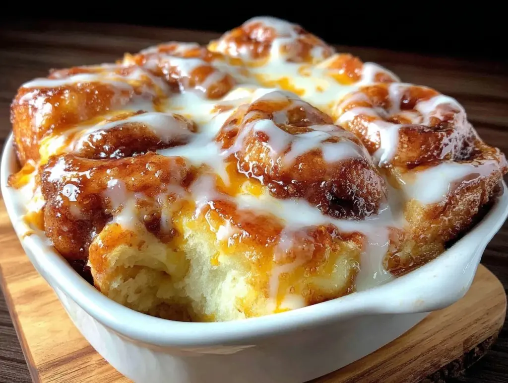 gooey cinnamon roll casserole - featured image