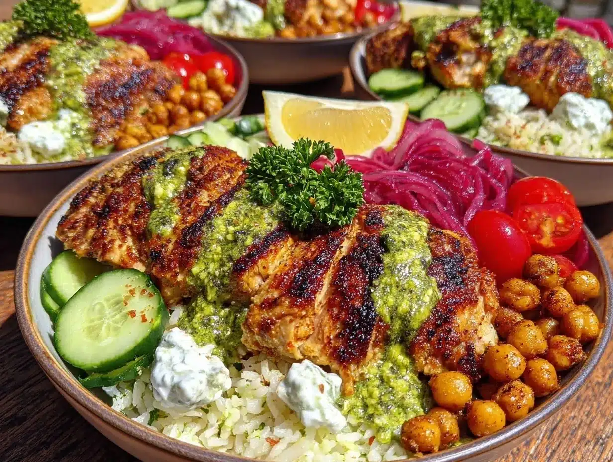 greek chicken meal prep bowls preparation steps