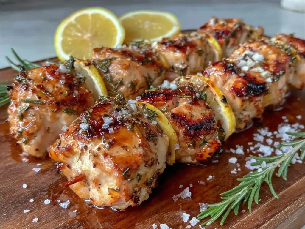 grilled lemon herb chicken skewers - featured image