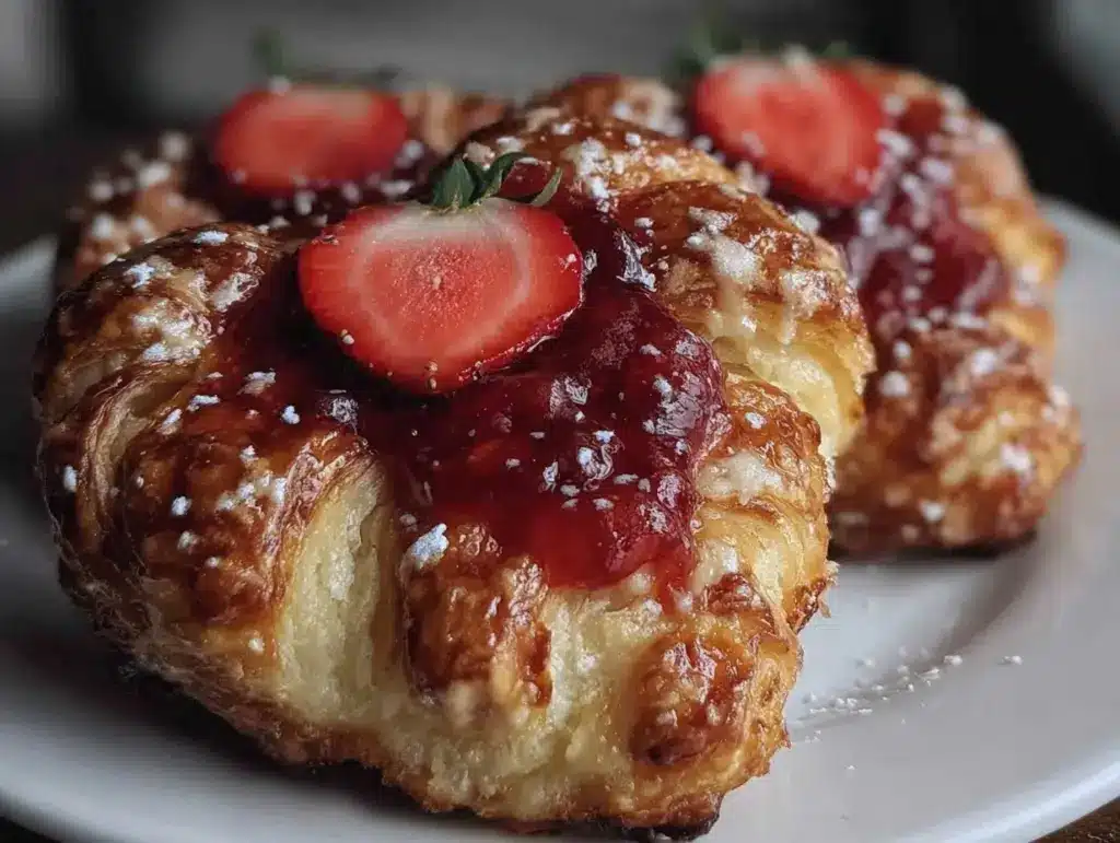 heart-shaped strawberry Danish pastries - featured image