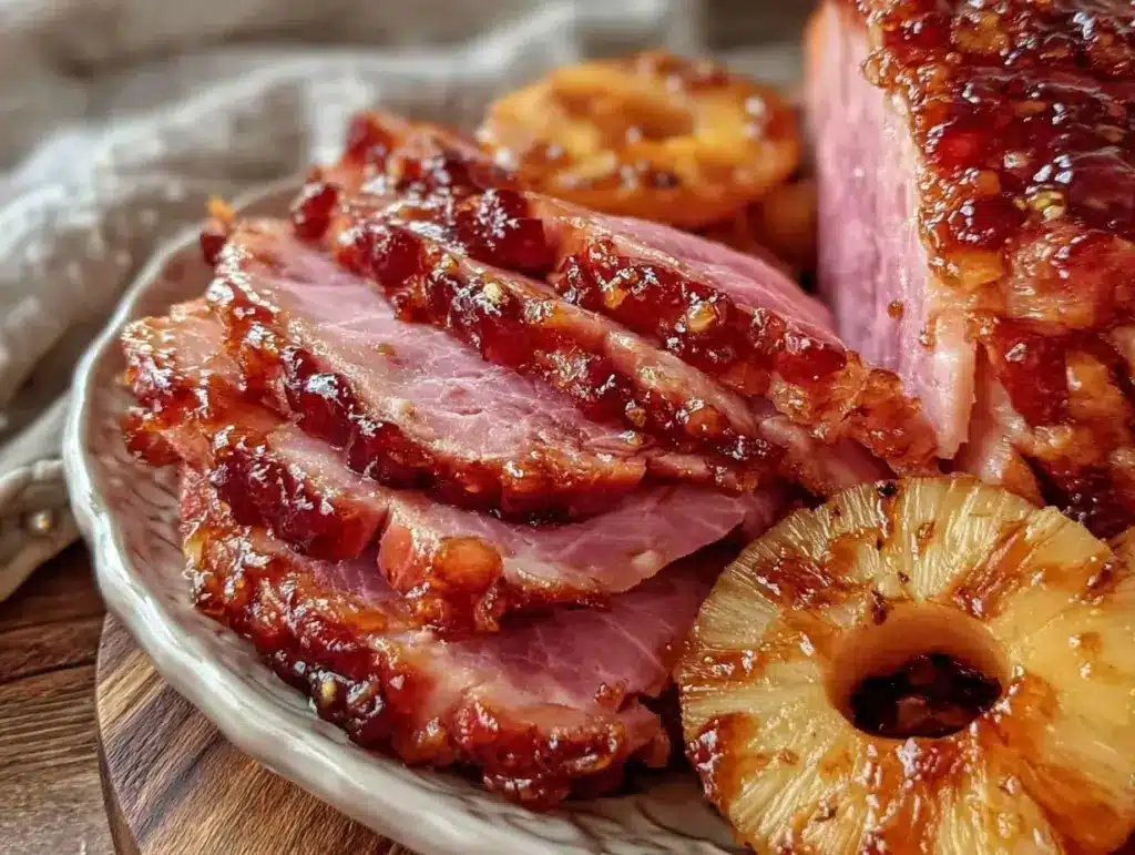 honey glazed ham with pineapple - featured image