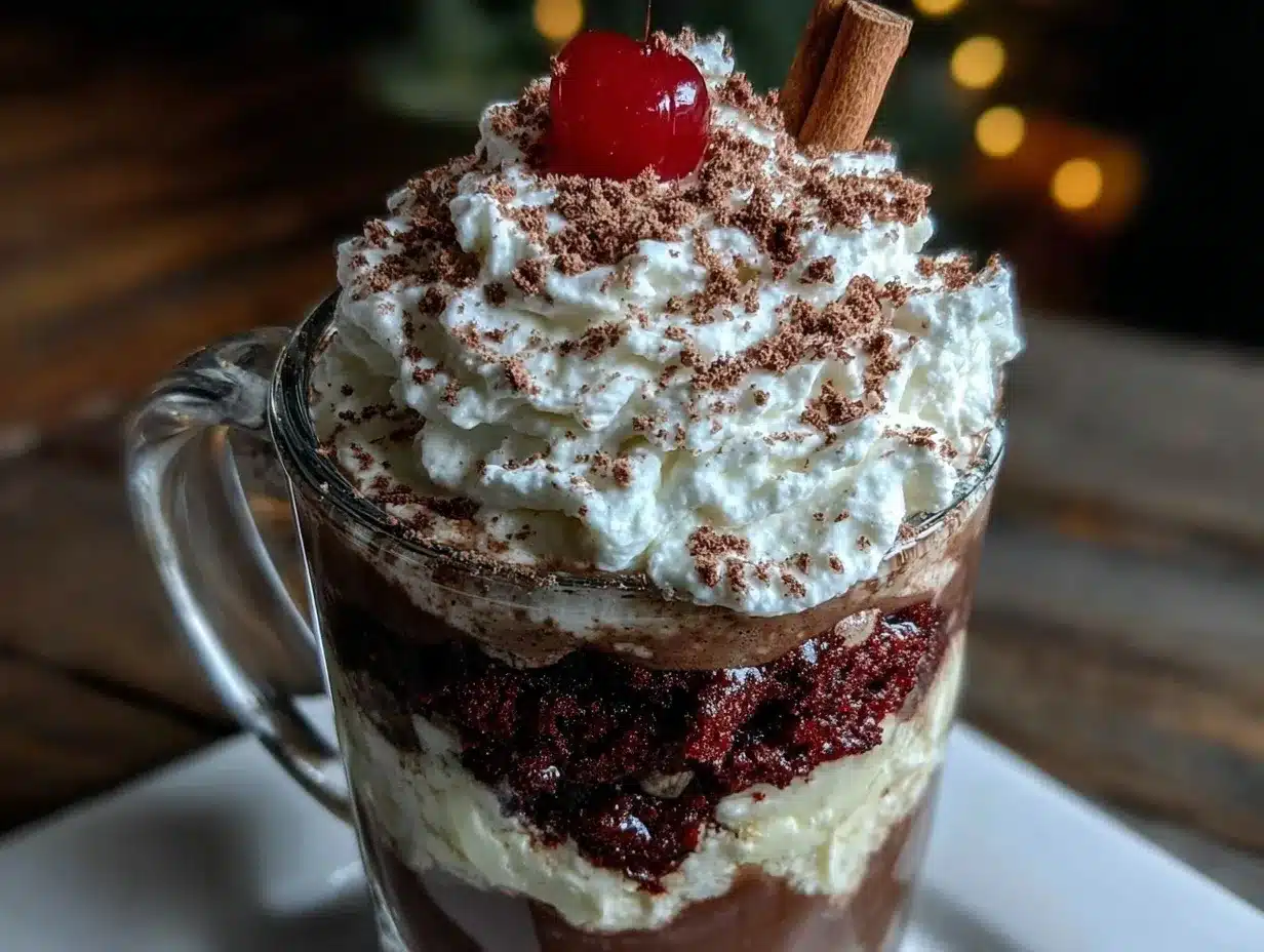 layered red velvet hot chocolate preparation steps
