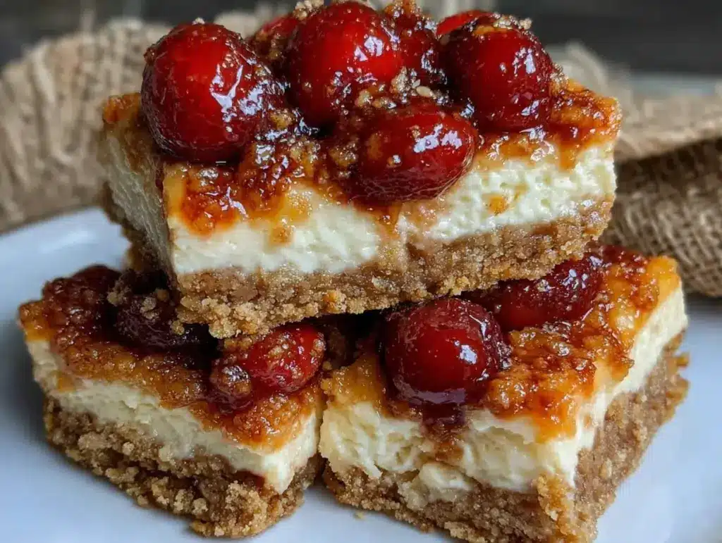 loaded cherry cheesecake bars - featured image