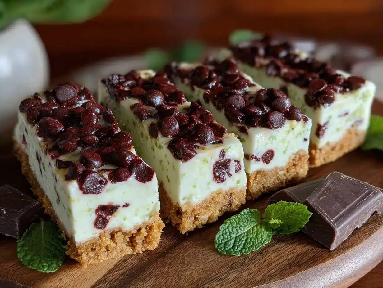 mint chocolate chip cheesecake bars preparation steps