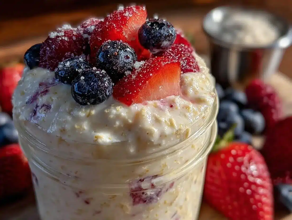 overnight protein oats with berries preparation steps