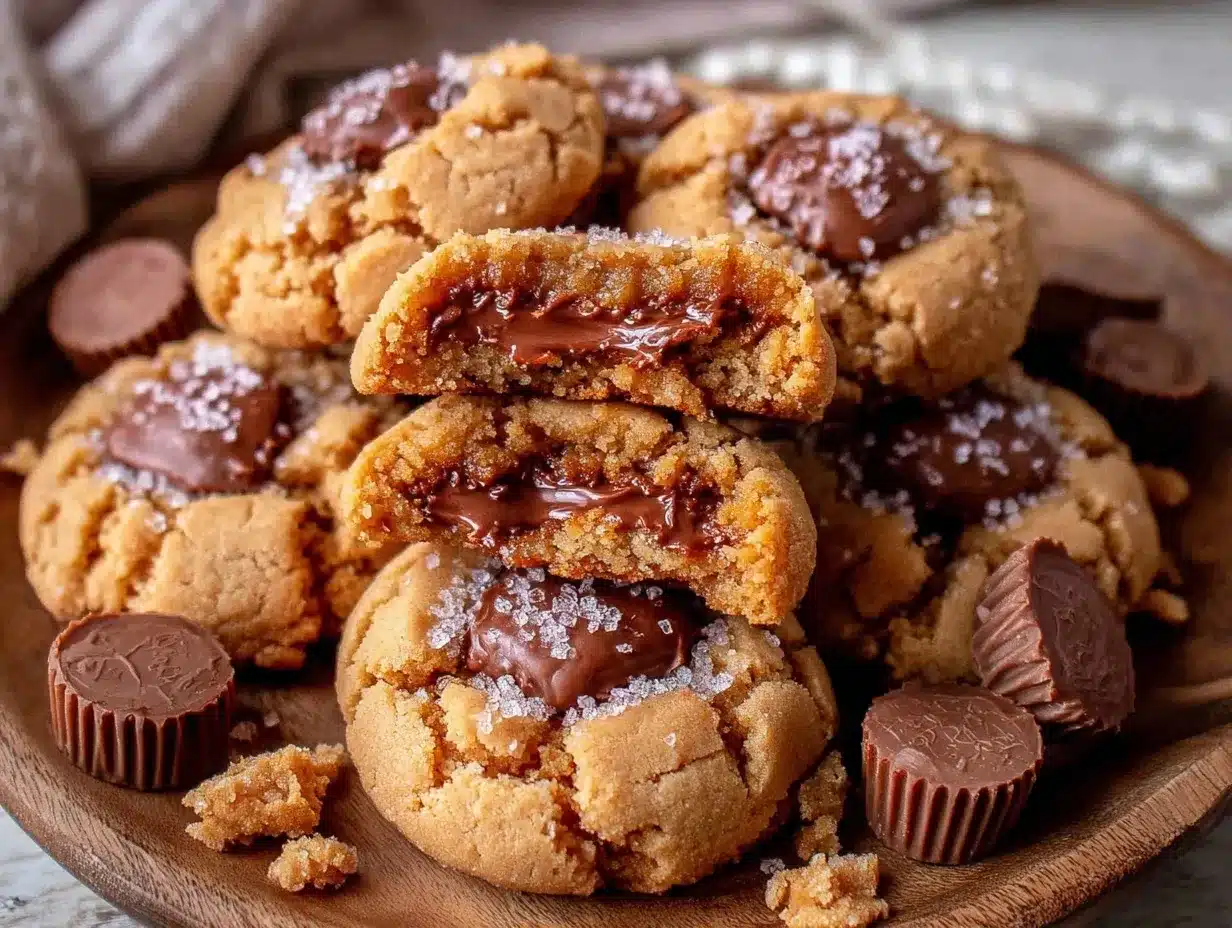 peanut butter cup stuffed cookies preparation steps