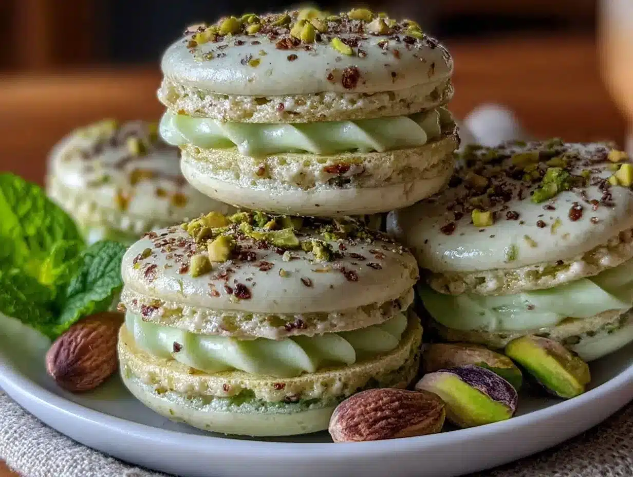 pistachio mint macarons preparation steps
