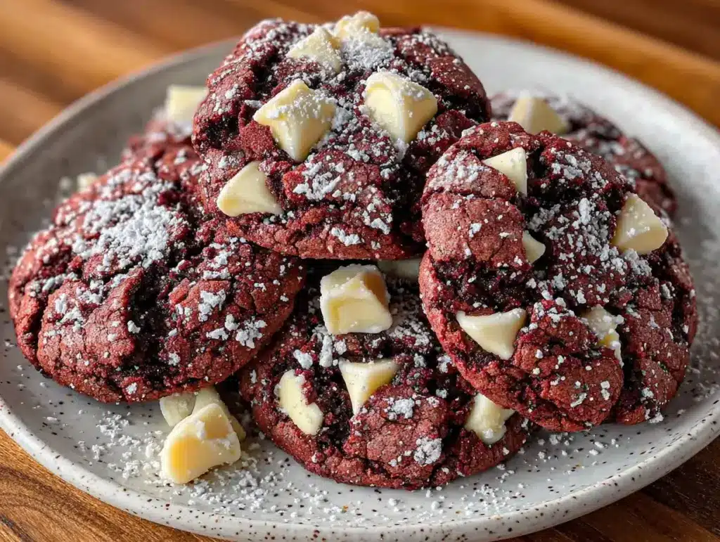 red velvet crinkle cookies - featured image