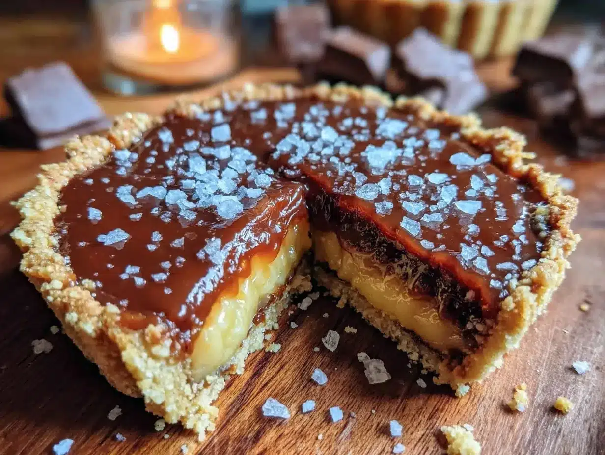 salted caramel chocolate tart preparation steps