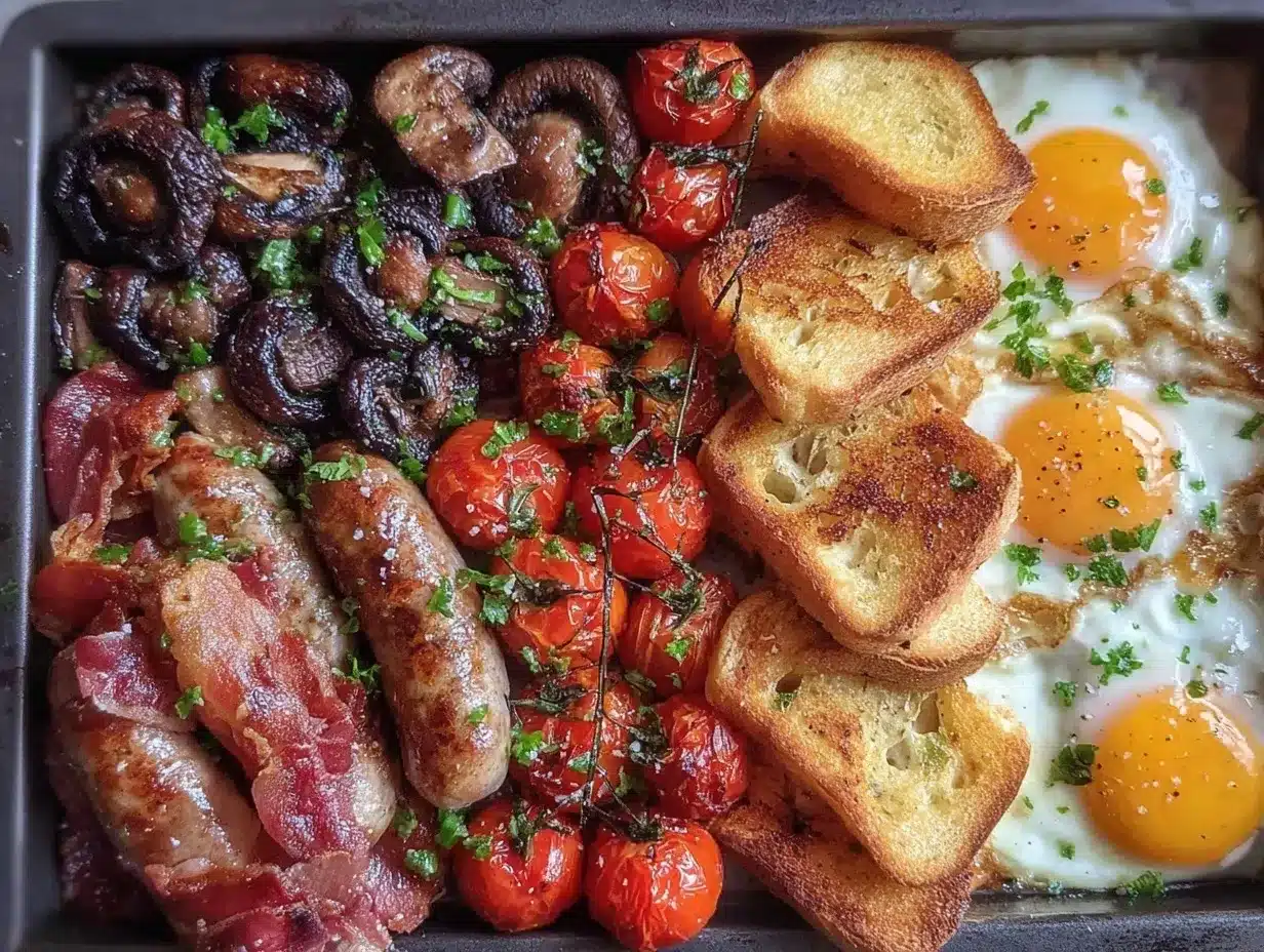 sheet pan full english breakfast preparation steps