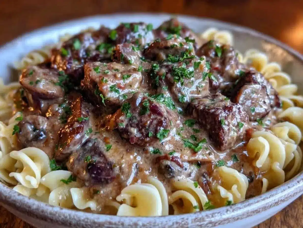 slow cooker beef stroganoff preparation steps