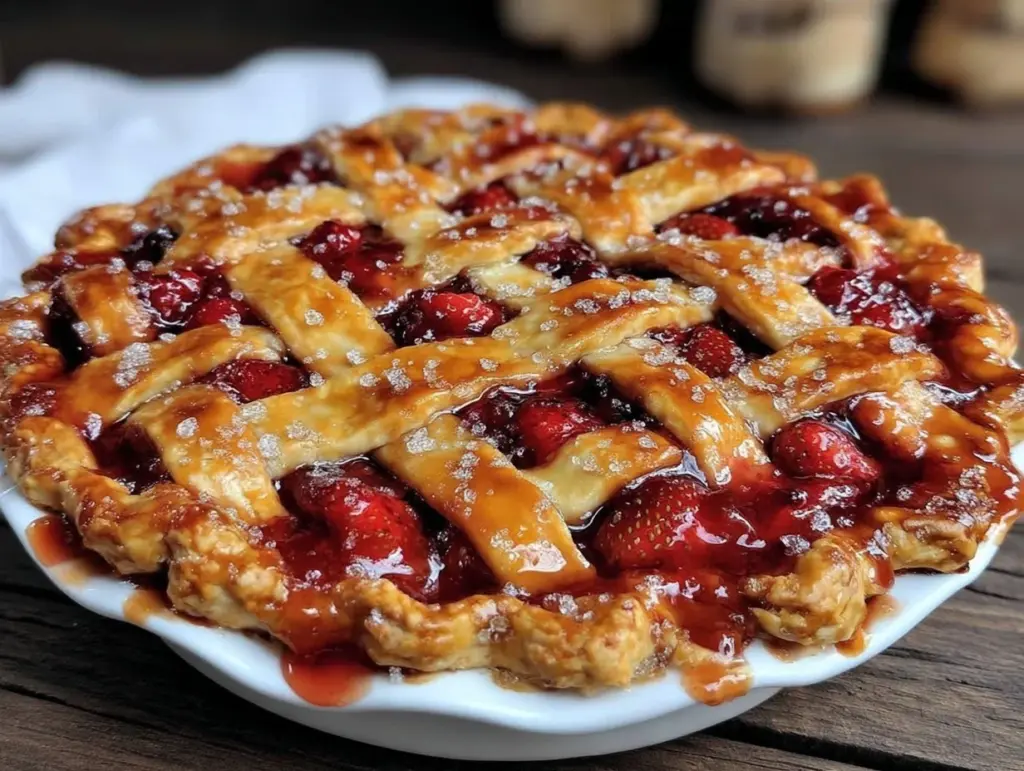 strawberry rhubarb pie - featured image