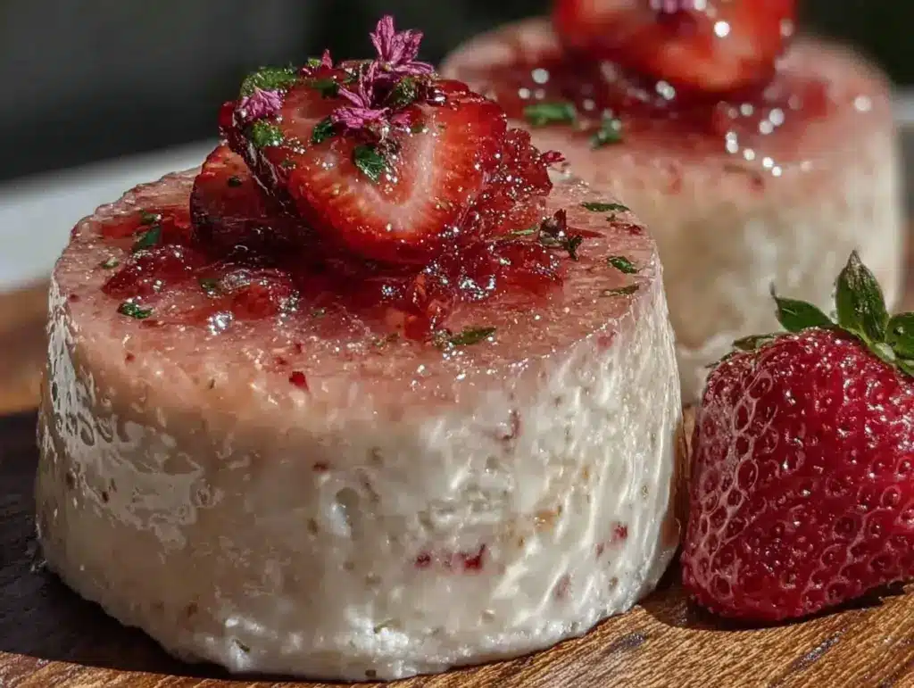 strawberry rose panna cotta - featured image