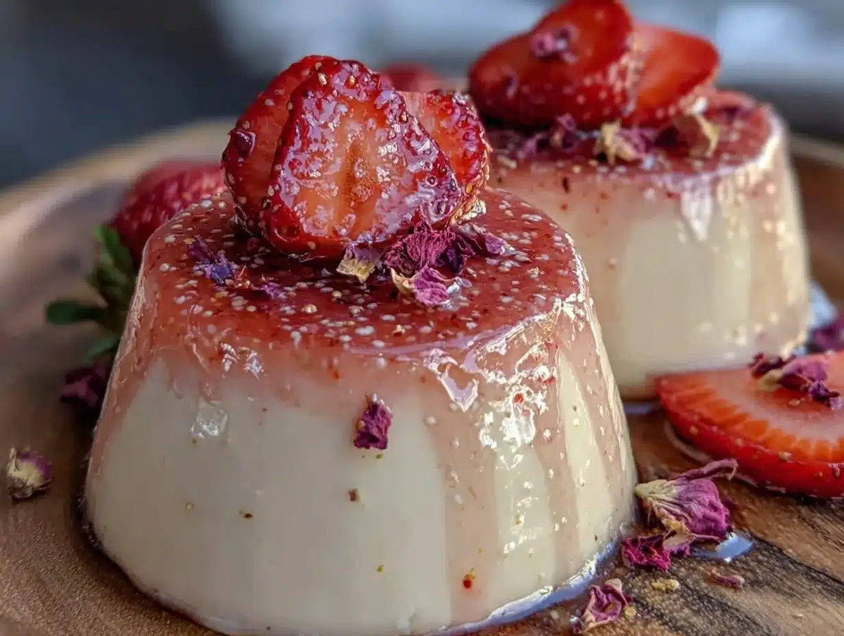 strawberry rose panna cotta preparation steps