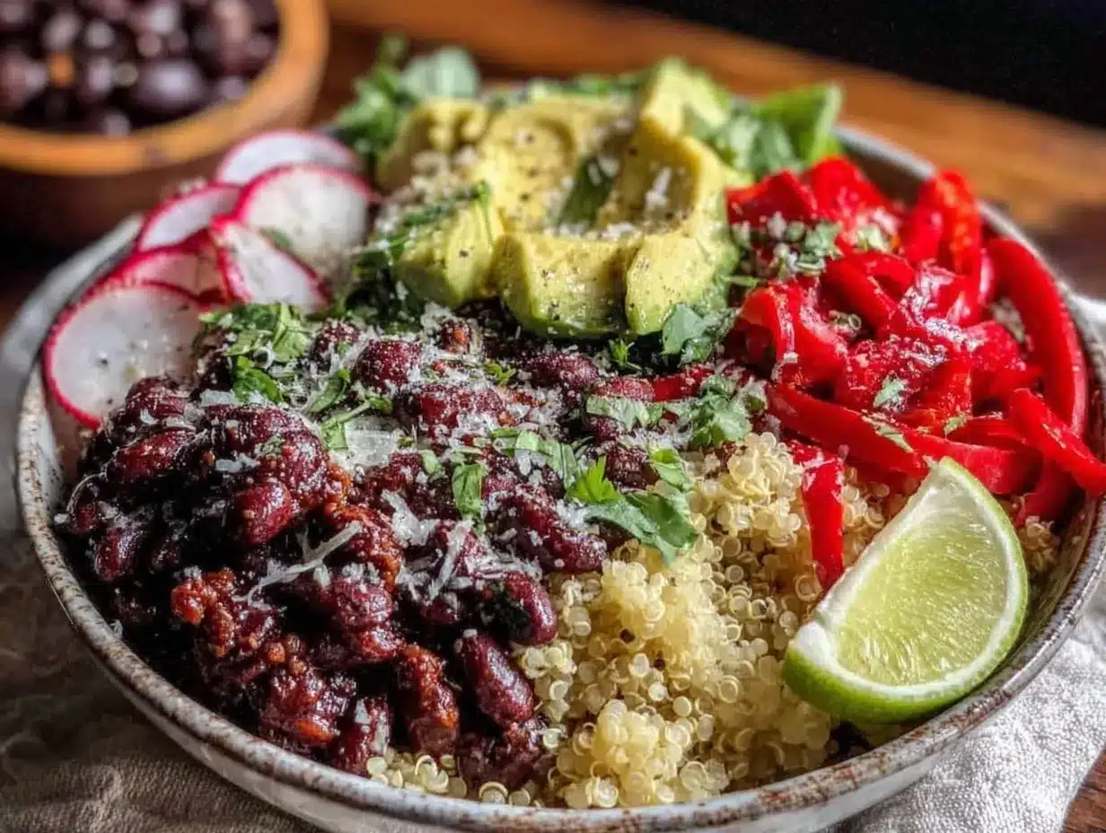 black bean and quinoa bowl preparation steps