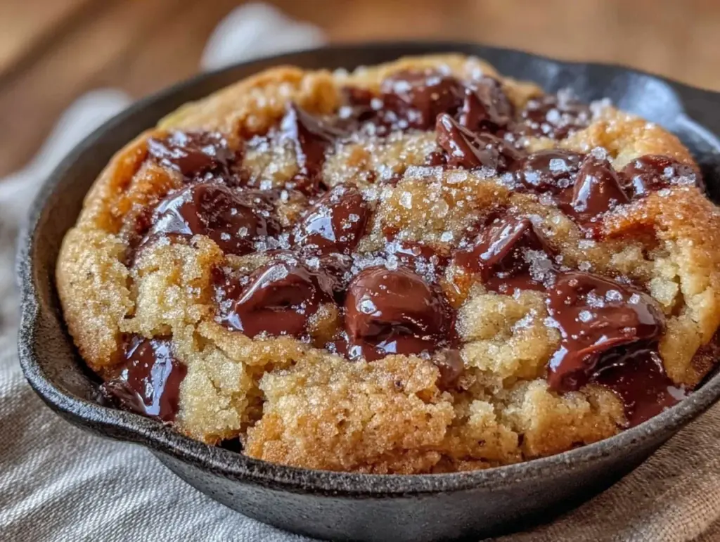 brown butter chocolate chip skillet cookie - featured image