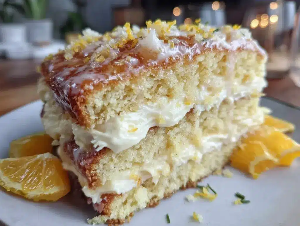 champagne mimosa cake - featured image