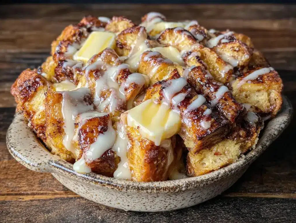 cinnamon roll bread pudding - featured image