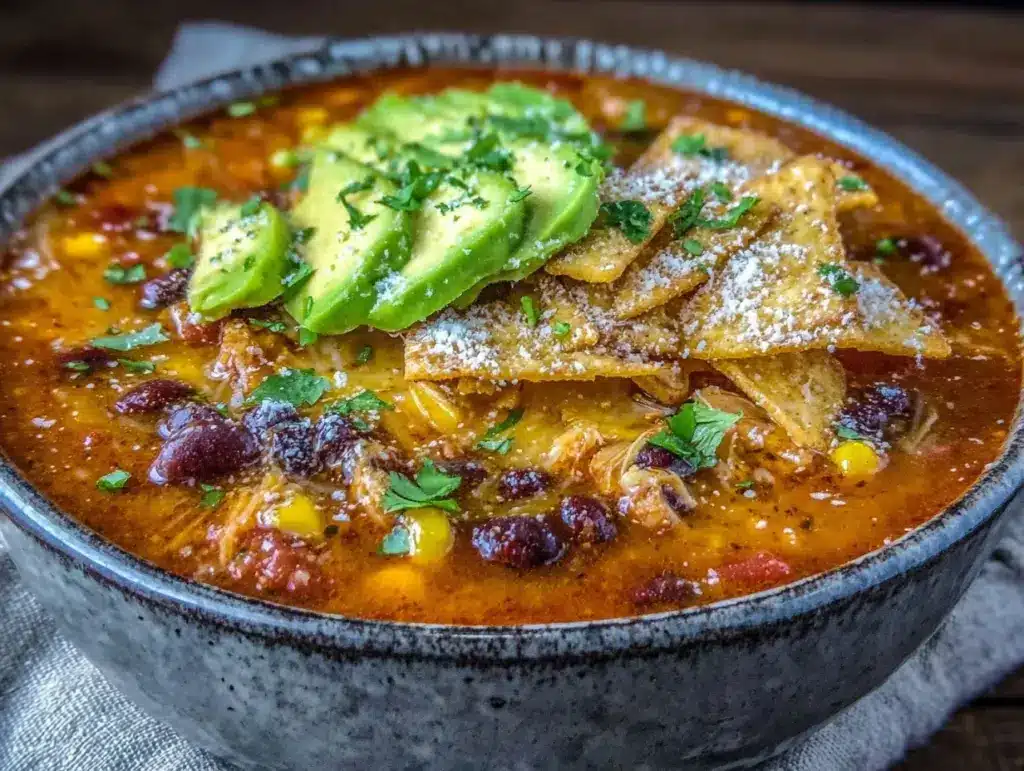 cozy crockpot chicken tortilla soup - featured image