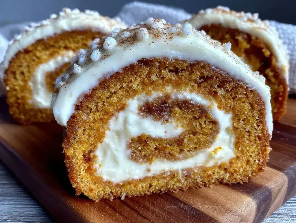 creamy carrot cake swiss roll - featured image