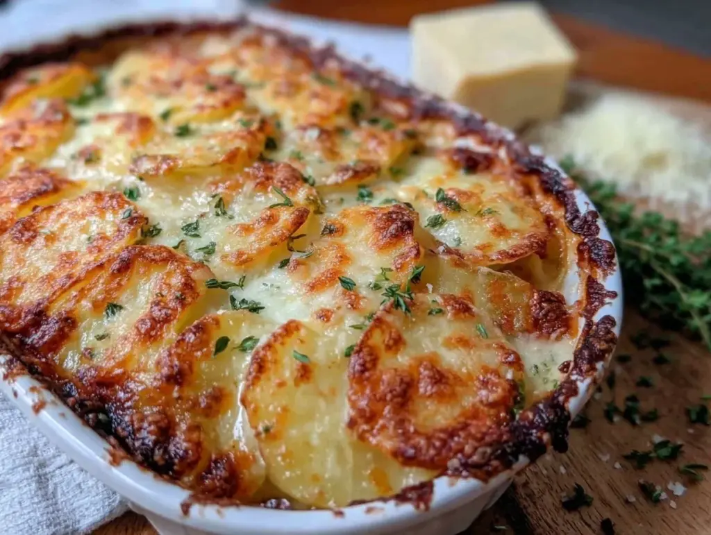creamy cheesy scalloped potatoes - featured image