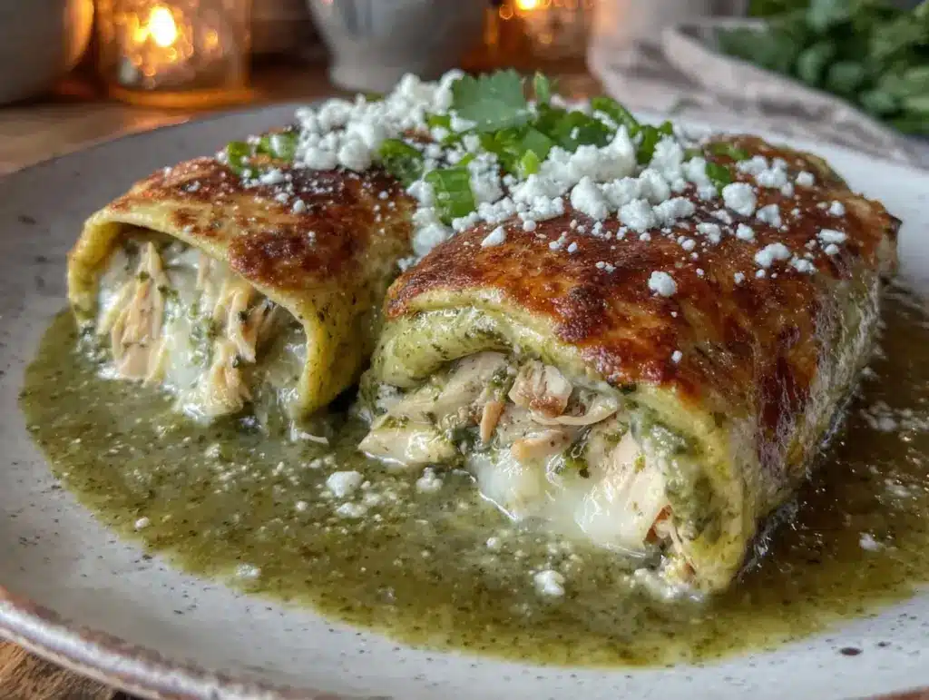 creamy chicken enchiladas verde - featured image