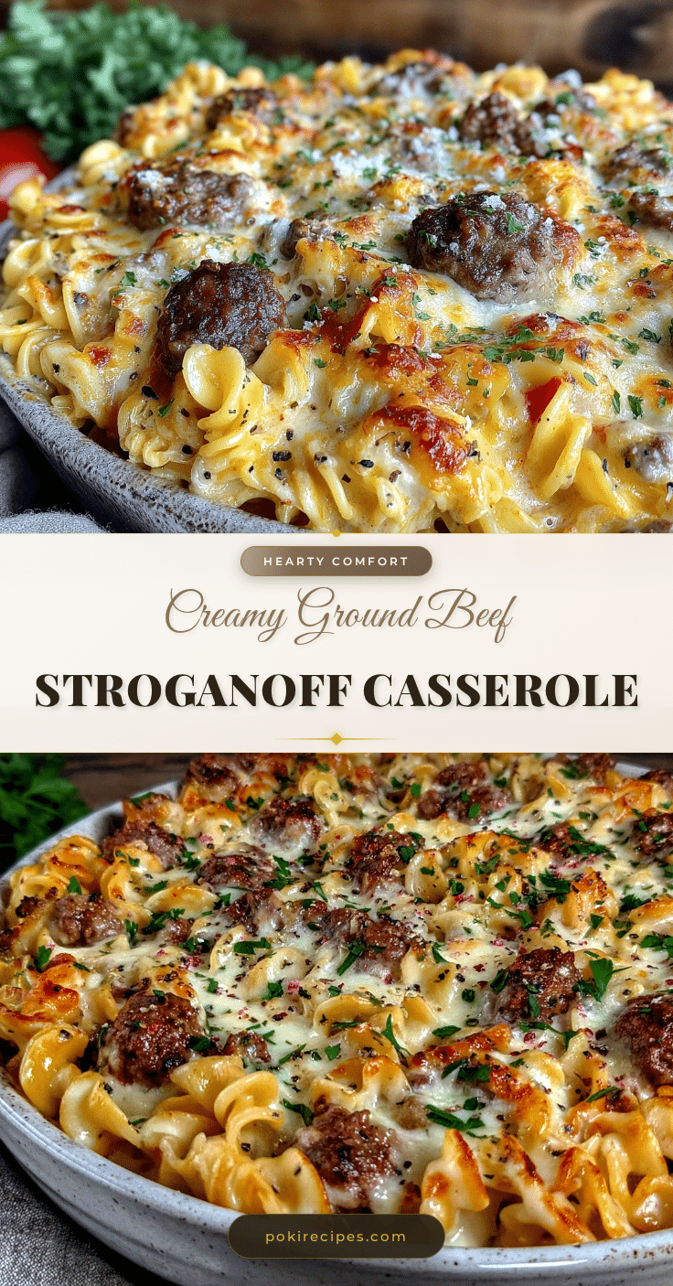 creamy ground beef stroganoff casserole recipe