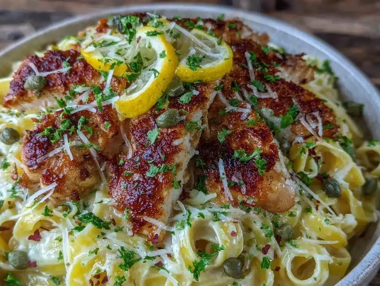 creamy lemon chicken piccata pasta preparation steps