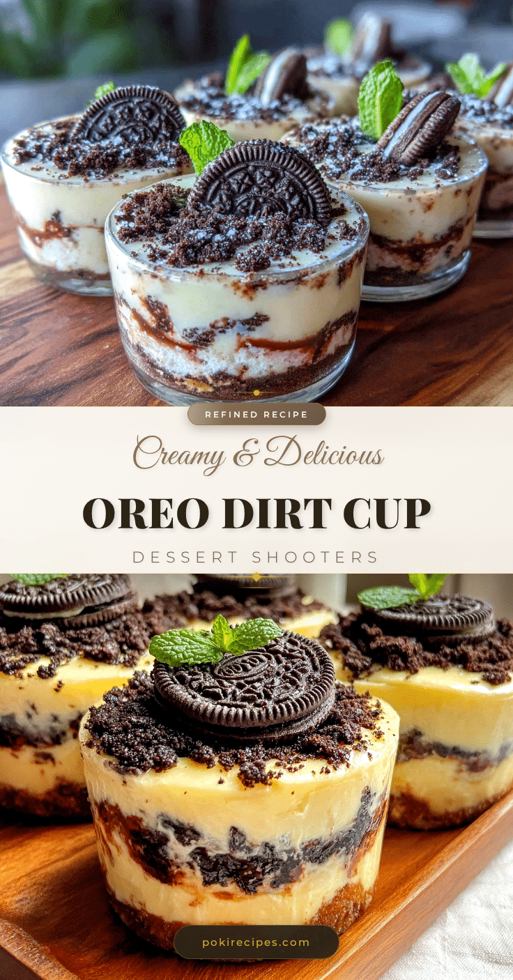 creamy Oreo dirt cup dessert shooters recipe