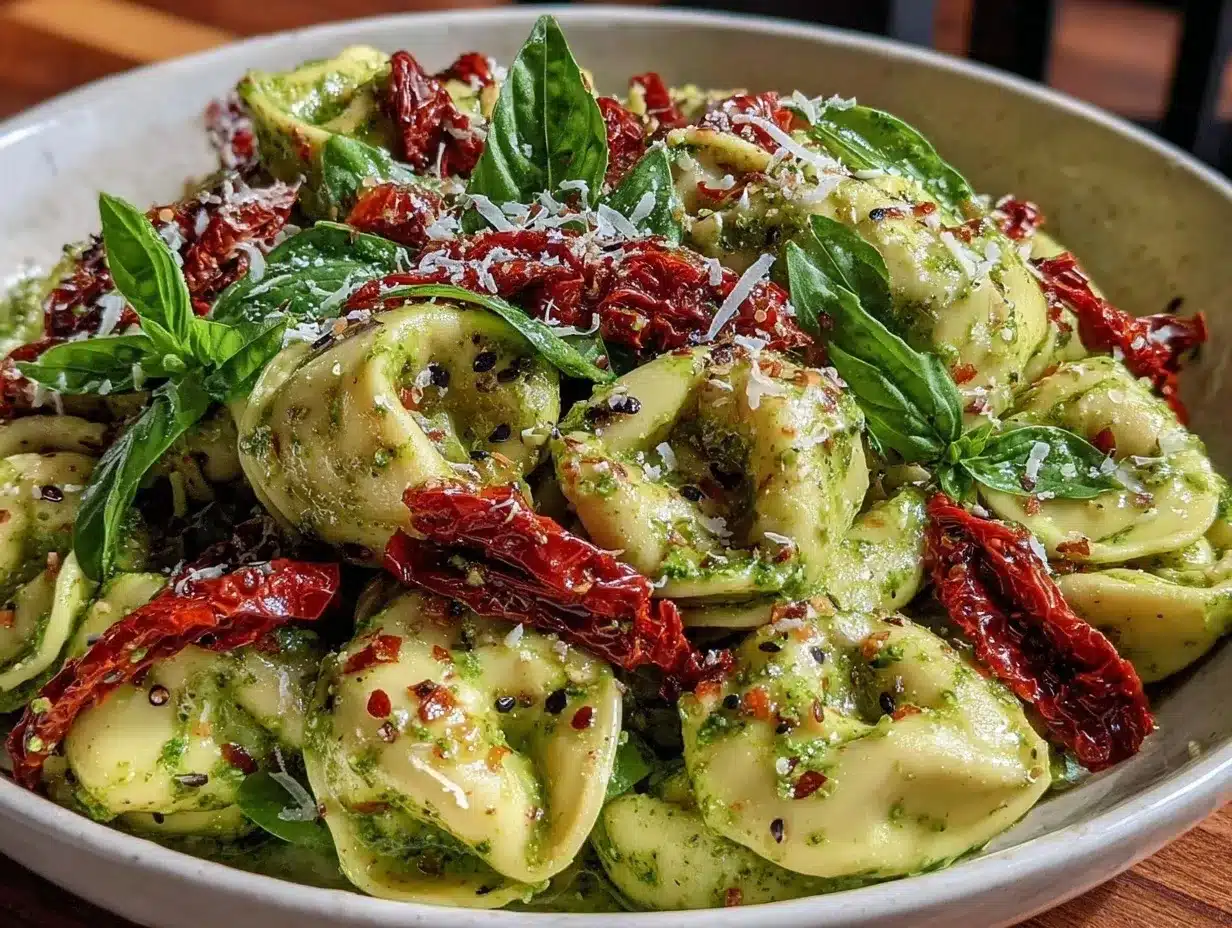 creamy pesto tortellini salad preparation steps