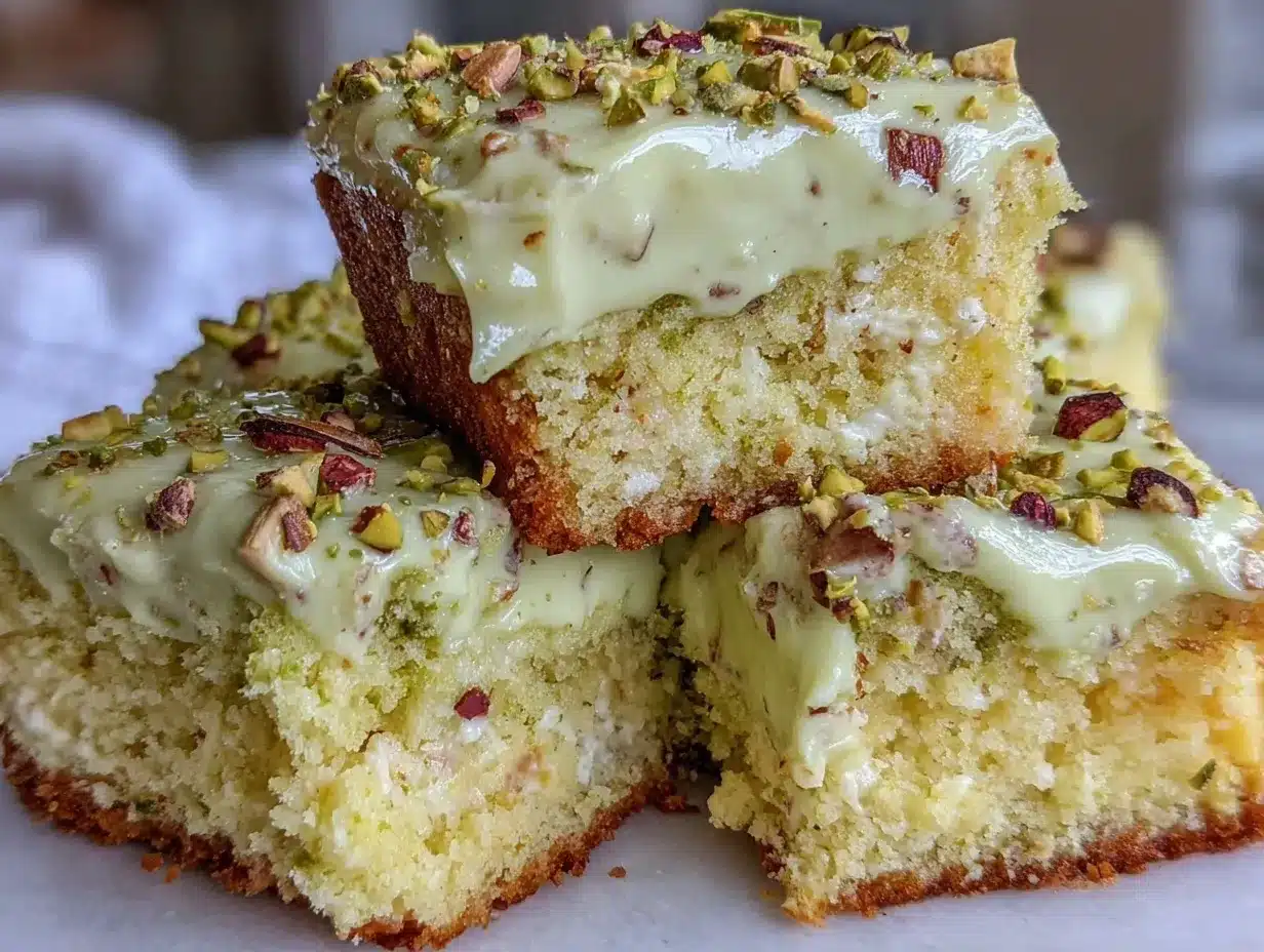 creamy pistachio pudding poke cake preparation steps