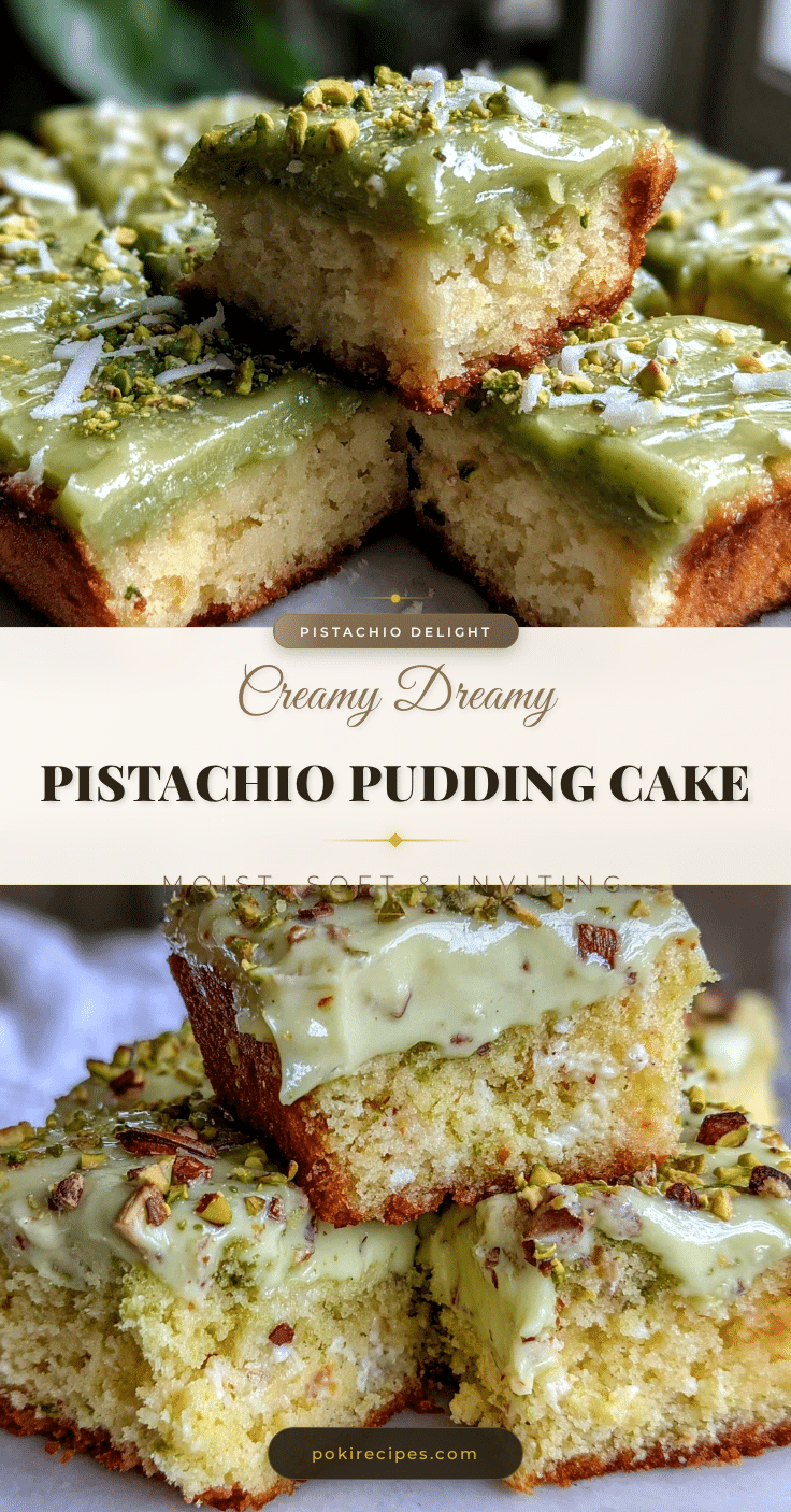 creamy pistachio pudding poke cake recipe