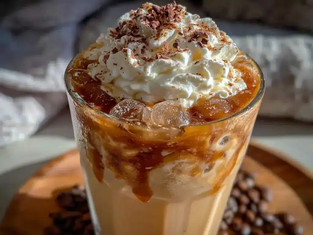 creamy protein iced coffee shake with vanilla - featured image